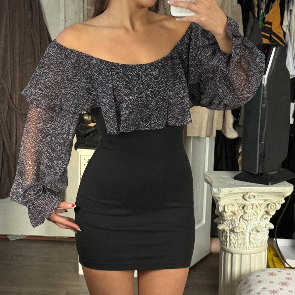Vintage Elegant Black Off-Shoulder Dress